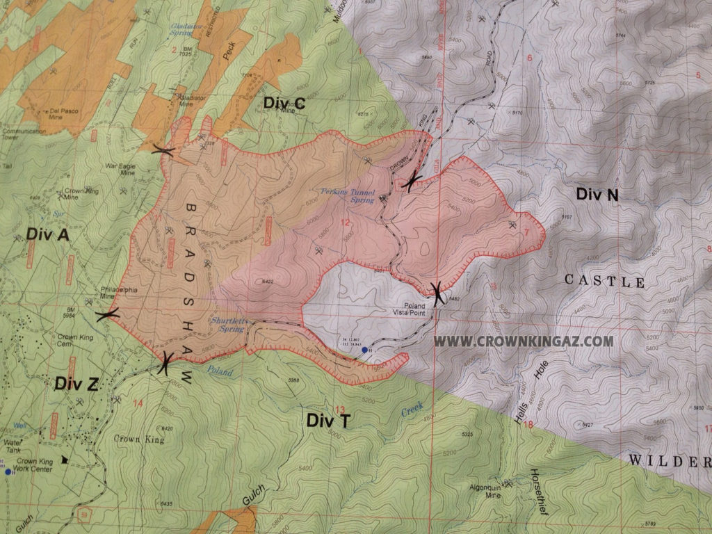 Map of Crown King Gladiator Fire 5-15-12