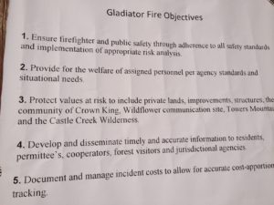 5-15-12 Gladiator Fire Objectives List Crown King
